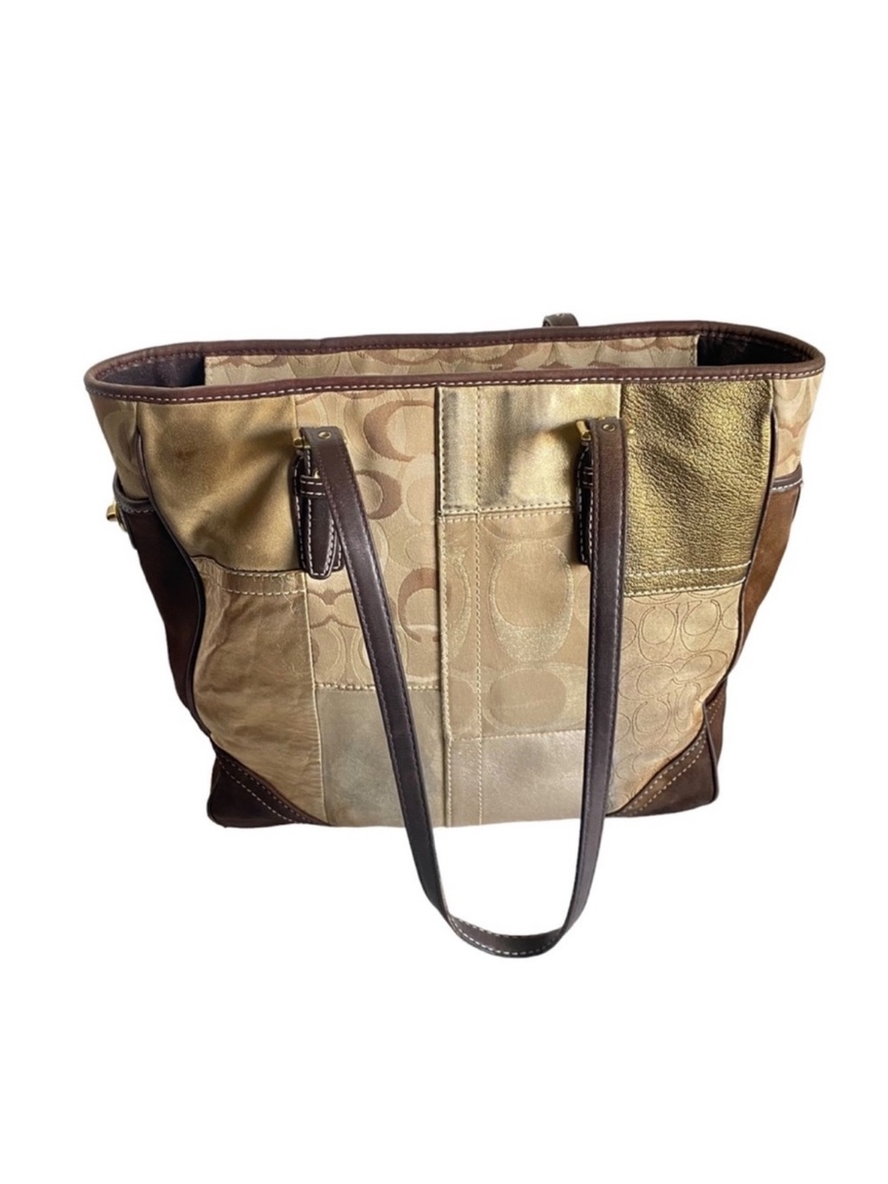 Coach leather patchwork top bag - Picture 2 of 13